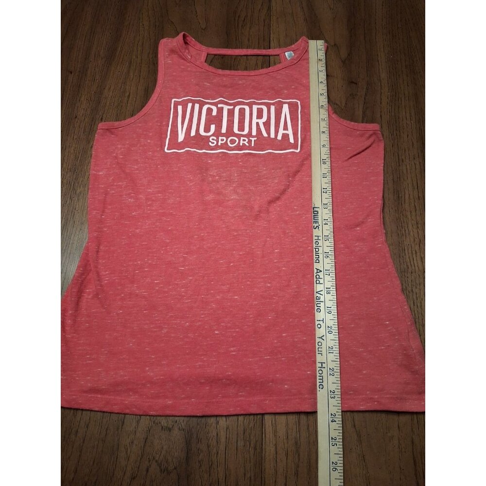 Victoria's Secret Sport Tank Top Size M Red Open Strappy Back Logo Workout Gym - Picture 3 of 8
